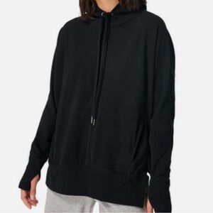 Sweaty Betty Liberate fleece pullover hoodie front pockets black size large